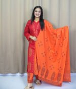 Premium three-piece set made of soft cotton fabric.Orange 04