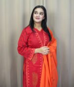 Premium three-piece set made of soft cotton fabric.Orange 04 - Image 2