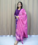 Premium three-piece set made of soft cotton fabric. Purple 01 - Image 4