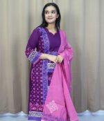 Premium three-piece set made of soft cotton fabric. Purple 01 - Image 3