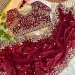 Soft Fandy Satin Saree With Heavy Embroidery Sequence With Multi Thread , Jari Work And Scallop Border😍